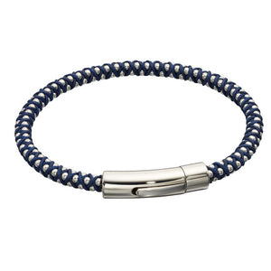 Gents Navy Cord Beaded Bracelet