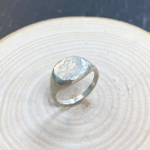 Handmade Silver Hammered Signet Ring