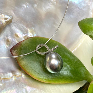 Platinum Tahitian Grey Pearl Pendant with Wire