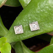 Load image into Gallery viewer, Square 9ct White Gold Diamond Stud Earrings
