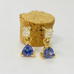 9ct Tanzanite & Diamond Earrings