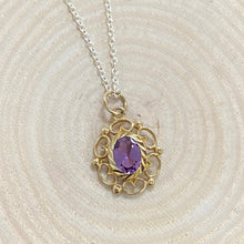 Load image into Gallery viewer, Preloved 9ct Yellow Gold Amethyst Pendant
