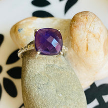 Load image into Gallery viewer, Sterling Silver Amethyst &amp; Cubic Zirconia Ring
