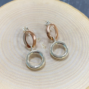 Sterling Silver & Copper Ovals Earrings