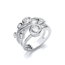 Load image into Gallery viewer, Silver &amp; Cubic Zirconia Multi Strand Ring
