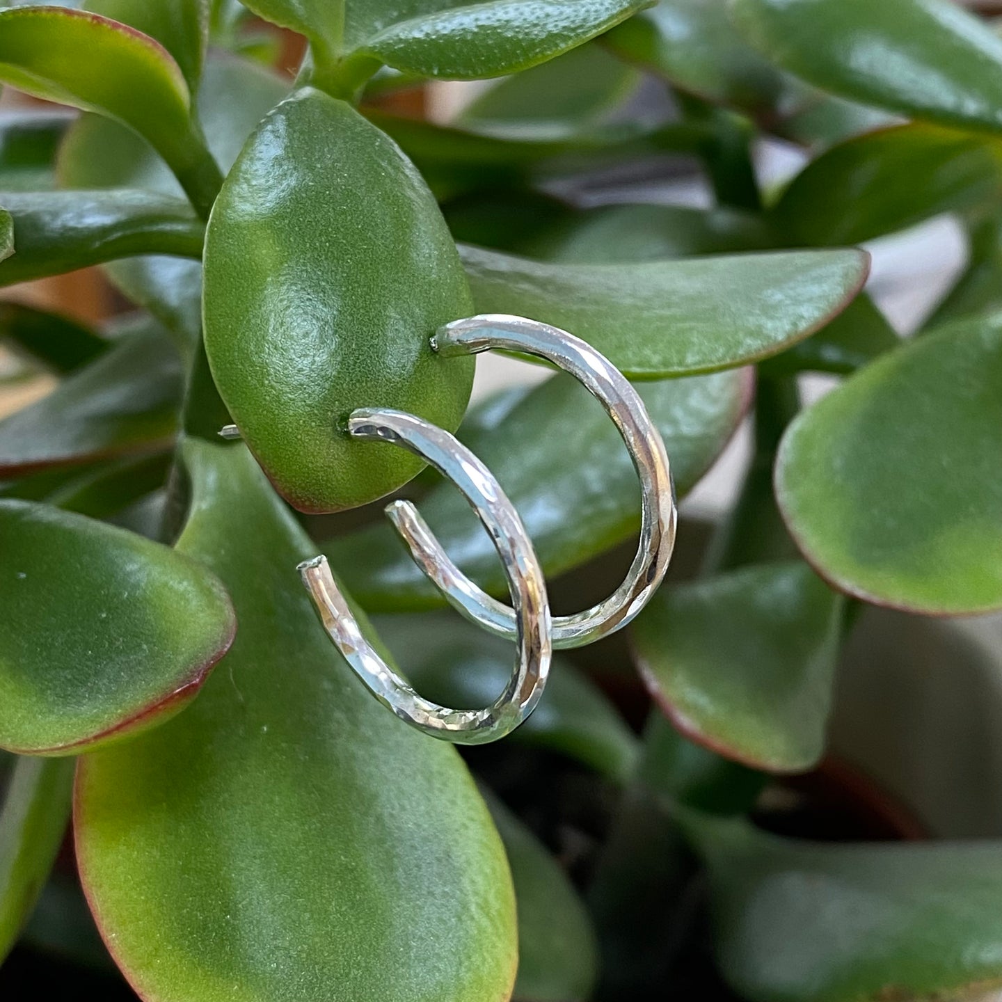 Handmade Sterling Silver Medium 20mm Hammered Hoops