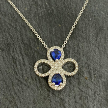 Load image into Gallery viewer, Sapphire &amp; Diamond Clover Necklace Set In Platinum
