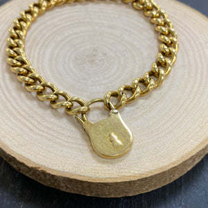 Preloved 9ct Yellow Gold Padlock Bracelet