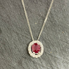 Load image into Gallery viewer, White Gold Ruby &amp; Diamond Cluster Pendant
