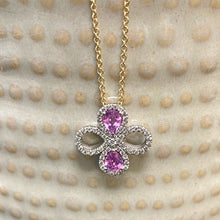 Load image into Gallery viewer, Platinum Pink Sapphire &amp; Diamond Clover Necklace
