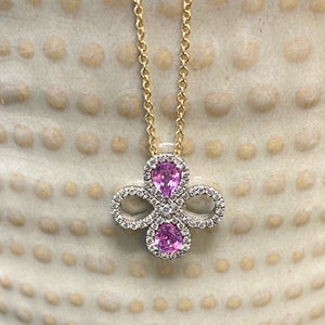 Platinum Pink Sapphire & Diamond Clover Necklace