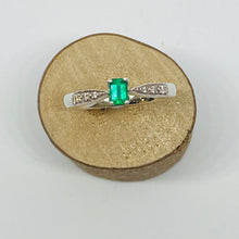 Load image into Gallery viewer, White Gold Emerald &amp; Diamond Ring

