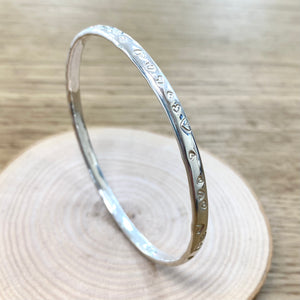 Handmade by James Sterling Silver Hand Stamped Heart Bangle