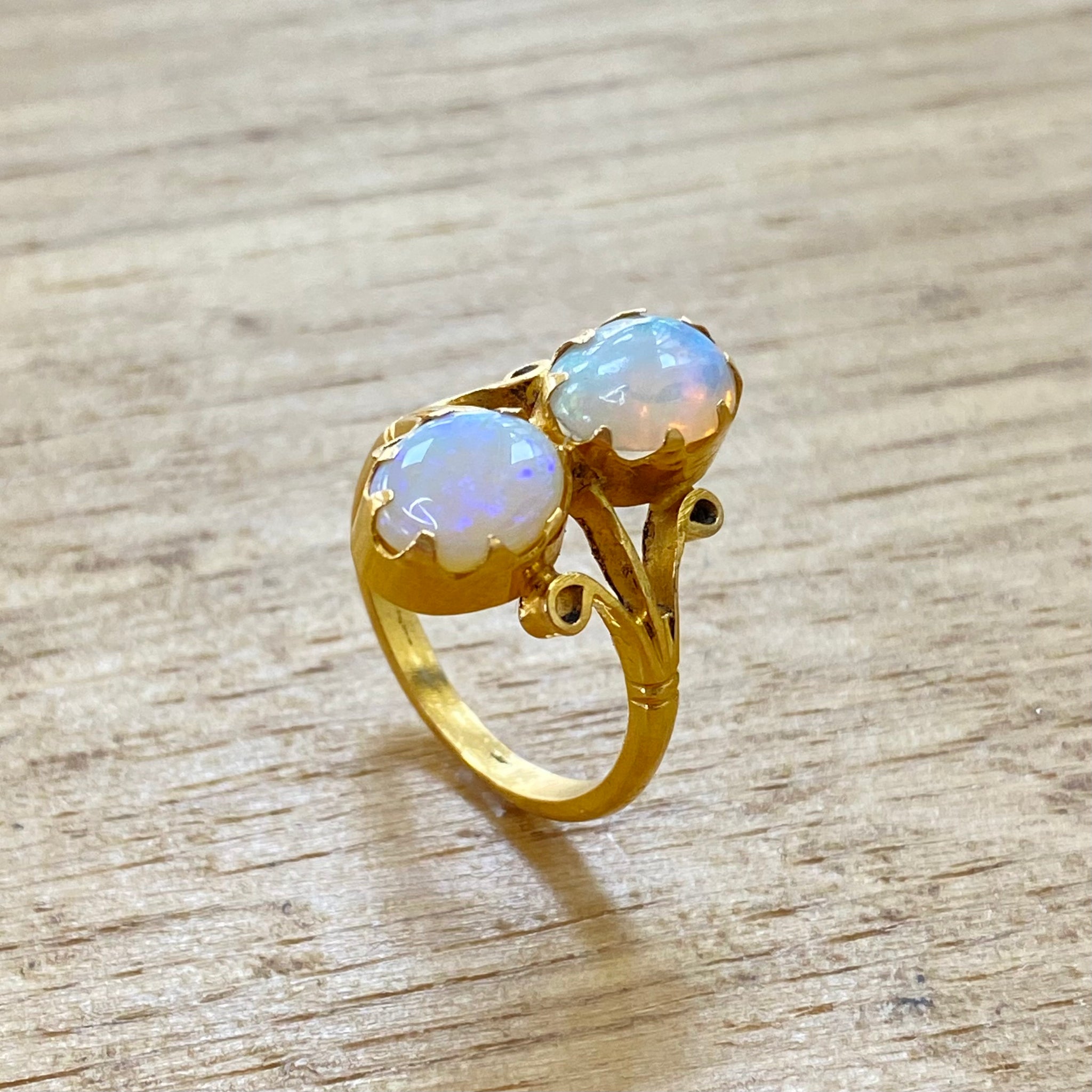 Preloved Yellow Gold Double Opal Ring james bishop