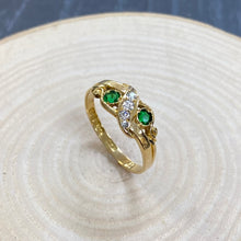 Load image into Gallery viewer, Victorian 18ct Yellow Gold Green Garnet and Diamond Ring
