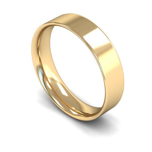 5mm Flat Court Wedding Ring, Silver, White Gold, Yellow Gold, Rose Gold, Platinum