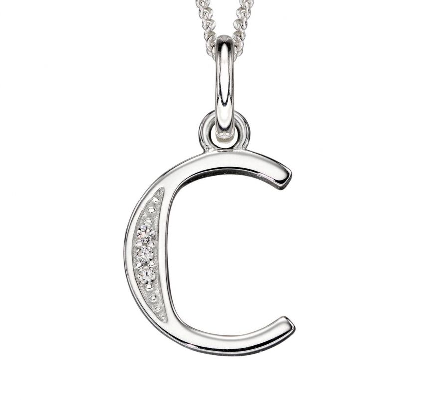 Sterling Silver Cubic Zirconia Initial C