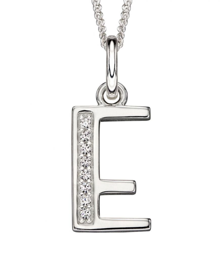 Sterling Silver Cubic Zirconia Initial E