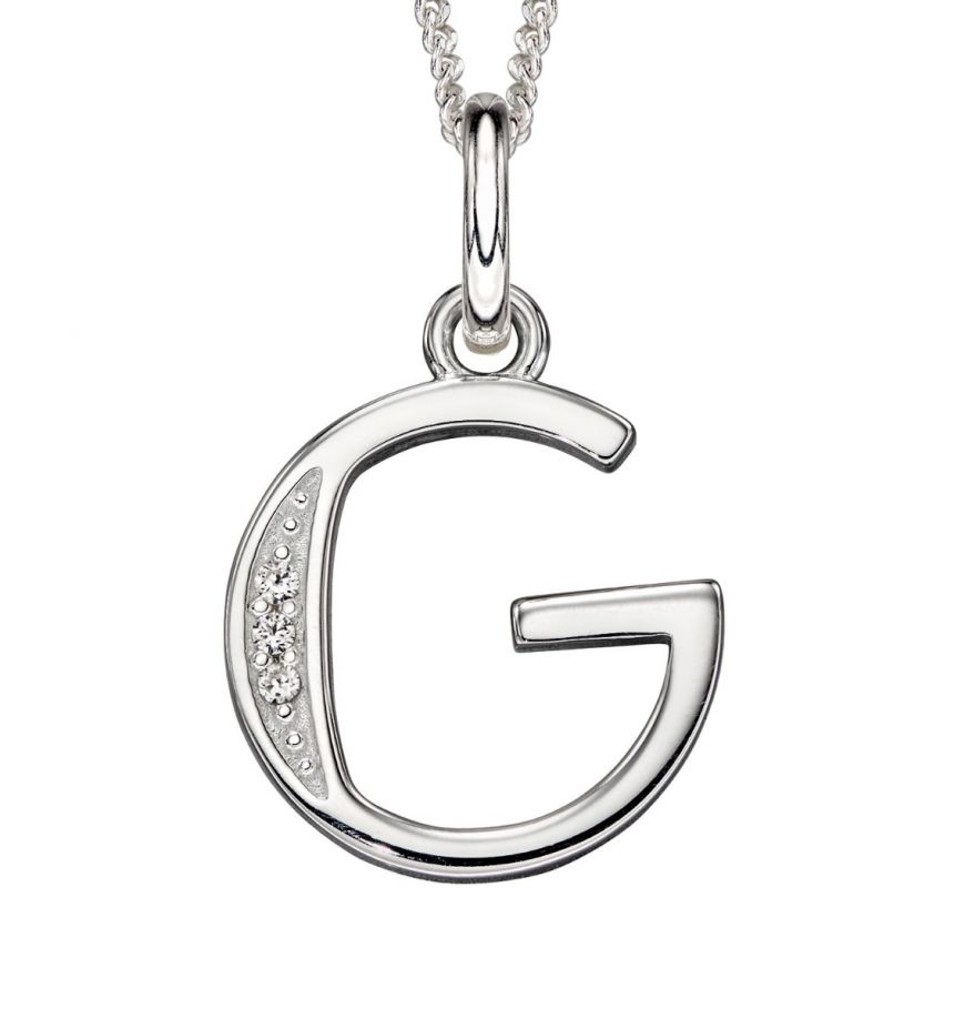 Sterling Silver Cubic Zirconia Initial G