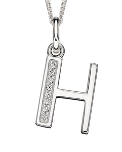 Sterling Silver Cubic Zirconia Initial H