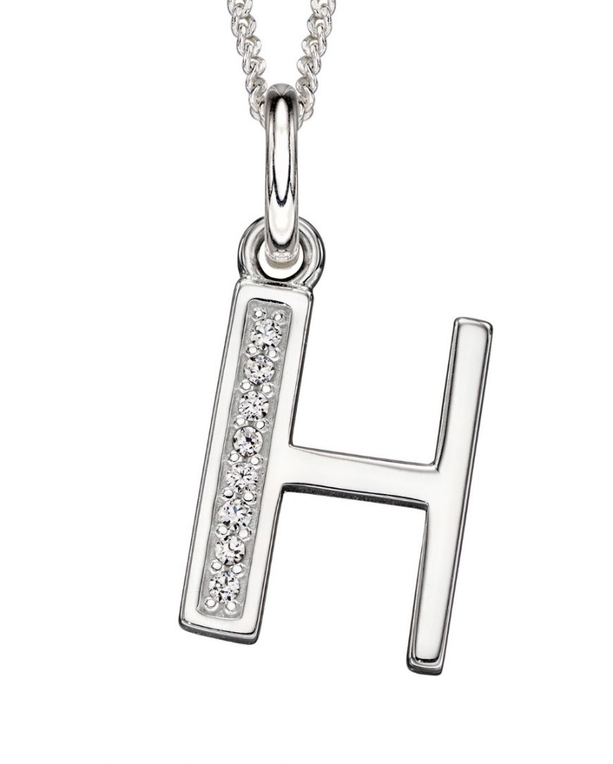 Sterling Silver Cubic Zirconia Initial H