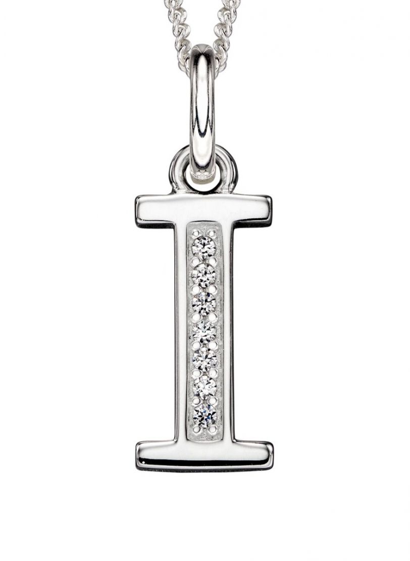 Sterling Silver Cubic Zirconia Initial I