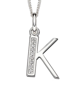 Sterling Silver Cubic Zirconia Initial K