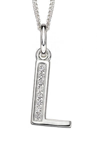 Sterling Silver Cubic Zirconia Initial L