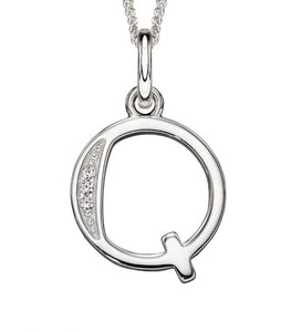 Sterling Silver Cubic Zirconia Initial Q