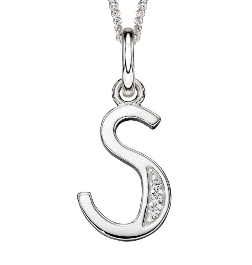 Sterling Silver Cubic Zirconia Initial S
