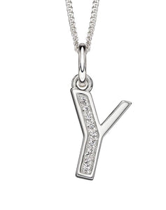 Sterling Silver Cubic Zirconia Initial Y