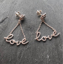Load image into Gallery viewer, Sterling Silver &quot;Love&quot; Drop Earrings
