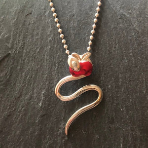 Sterling Silver Snake & Apple Pendant and Chain