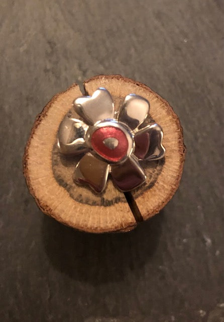 Sterling Silver and Coral Flower Pendant
